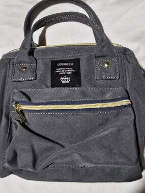 Lequeen Gray Canvas Diaper Bag Mini Backpack Tote Maternity Baby Nappy Bag